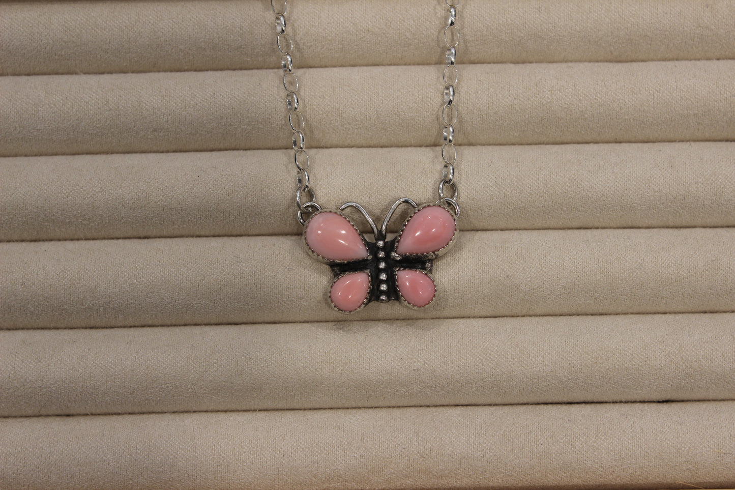 Pink Conch Butterfly Necklace